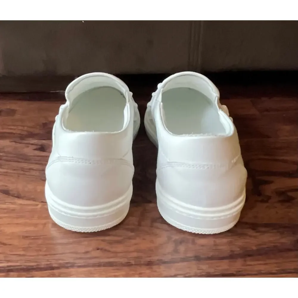 $995 NIB Jimmy Choo White Slip-On Star-Studded Leather Sneakers Size 41(8)